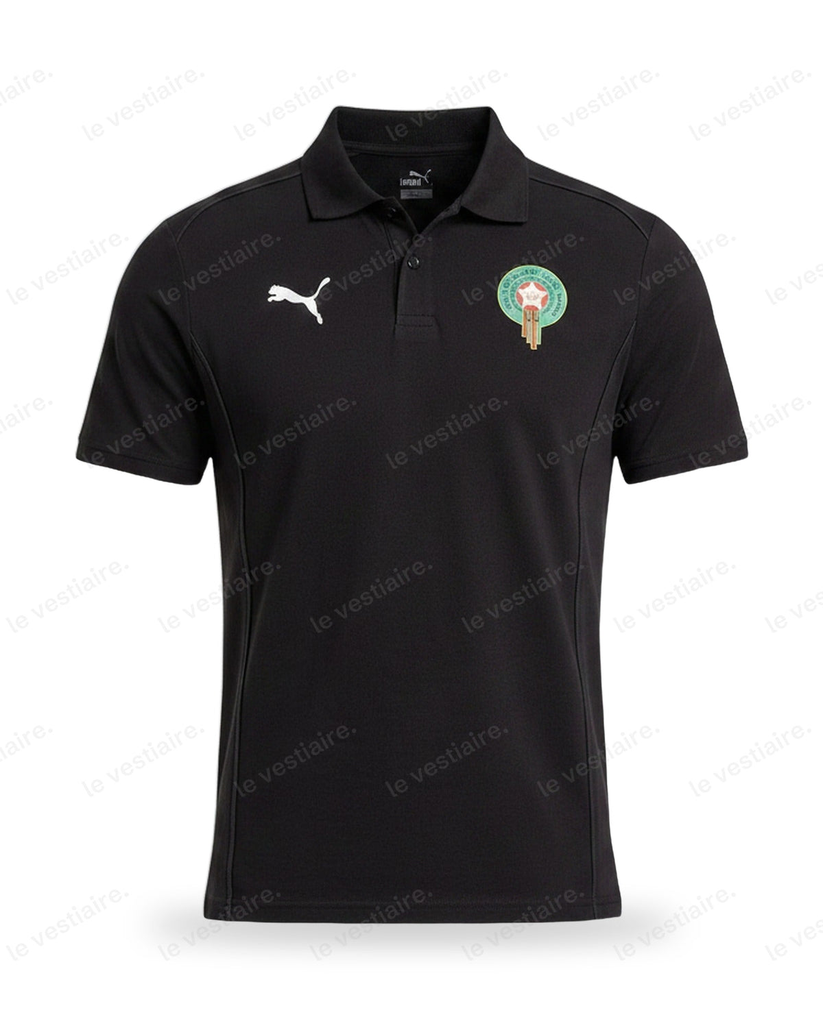 Maroc - Polo Noir Uni Écusson — Le Vestiaire