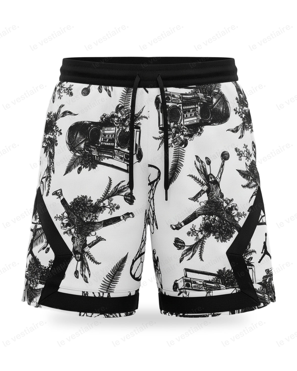 Short Jordan Diamond Toile Tropicale Blanche — Le Vestiaire