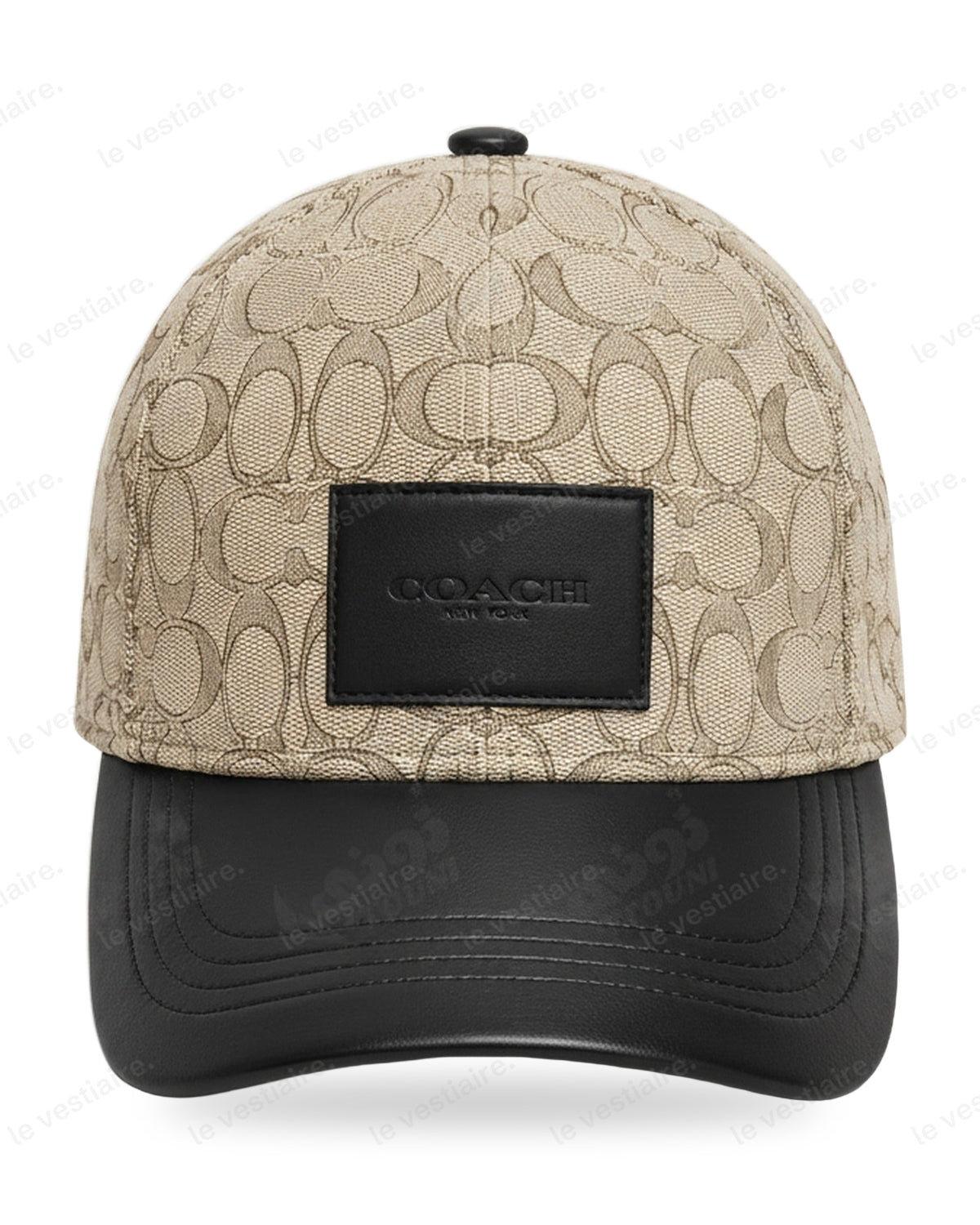 Casquette Coach – Beige Monogramme & Cuir — Le Vestiaire