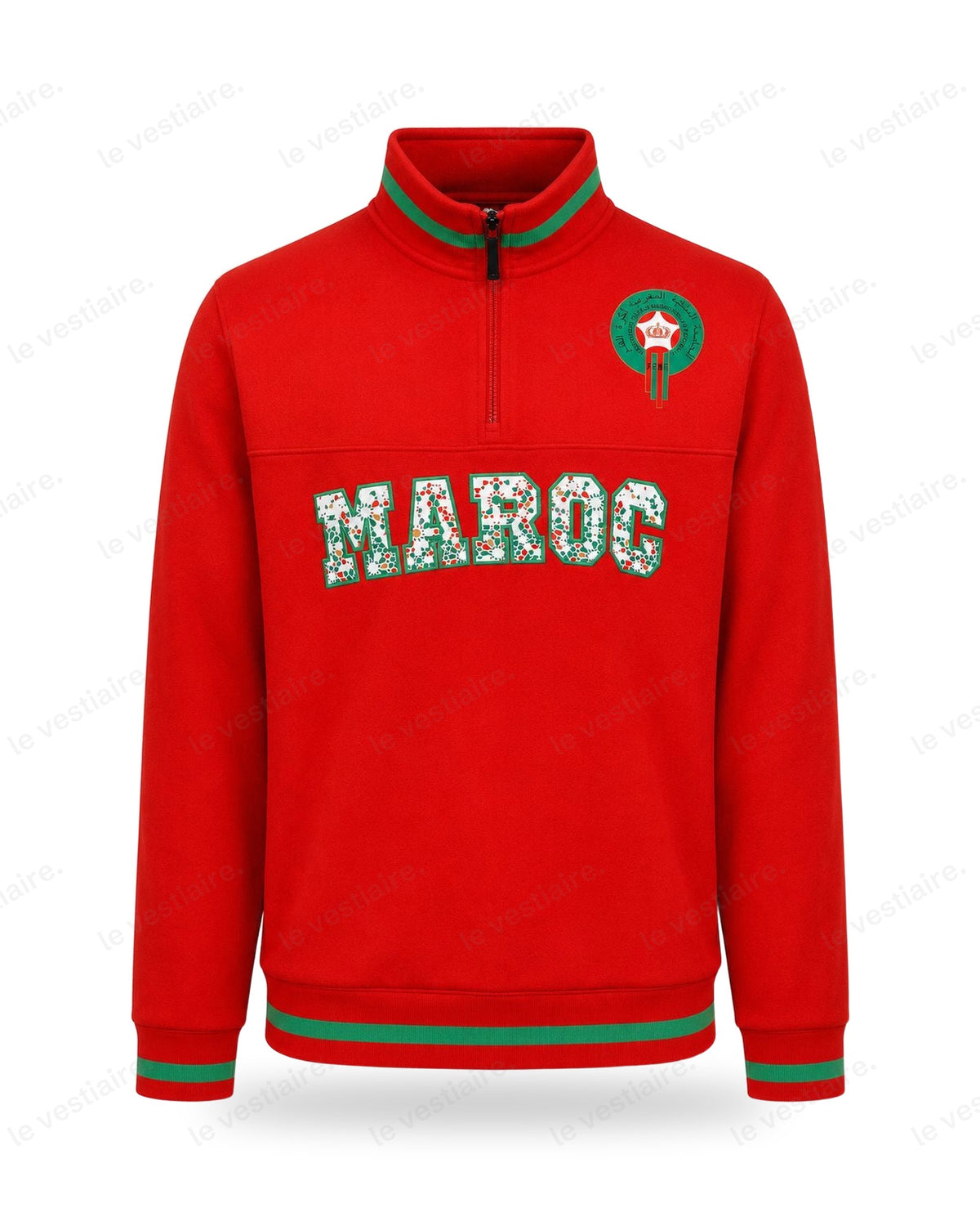 Maroc - Sweat Demi-Zip Rouge Lions de l'Atlas