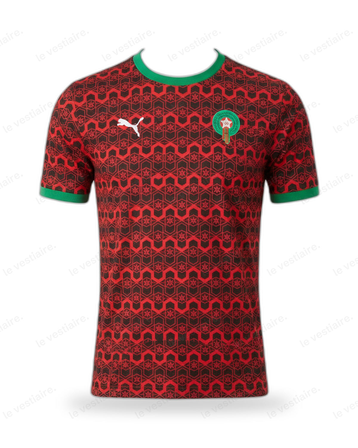 Maroc - T-shirt Rouge & Noir Motif Arcs Mauresques